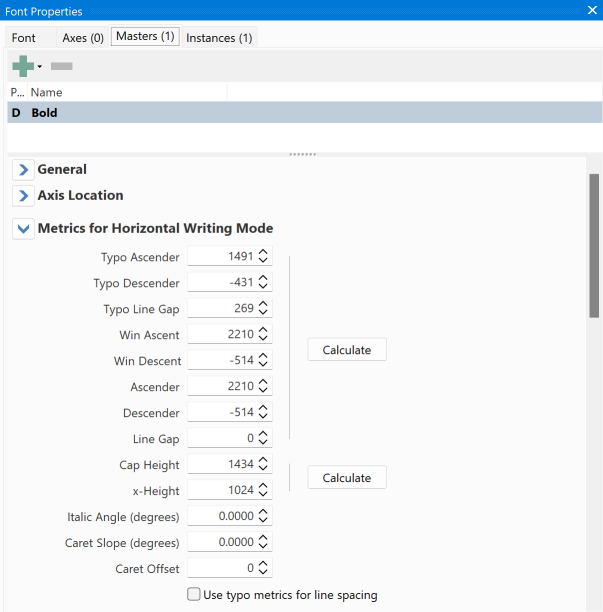 FontCreator 度量計算